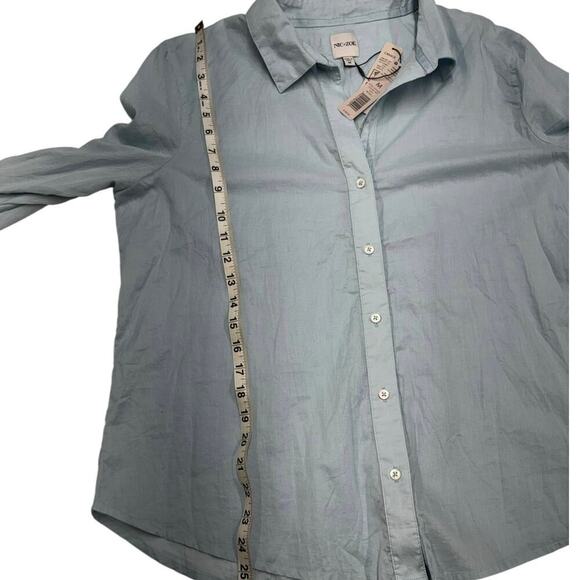 Nic + Zoe Blue Crinkle Shirt Button Up NWT Size M - Picture 11 of 15